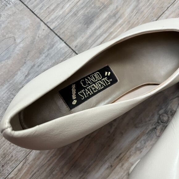 Vintage Heels Women's 6 White Genuinie Leather 60s Low Heel Wedding - Picture 6 of 10